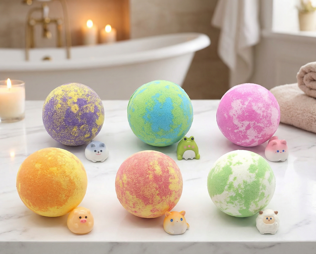 Magical Fizzy Bath Bombs for Kids - Giant Bubble Balls with Surprise Toys & Soothing Scents