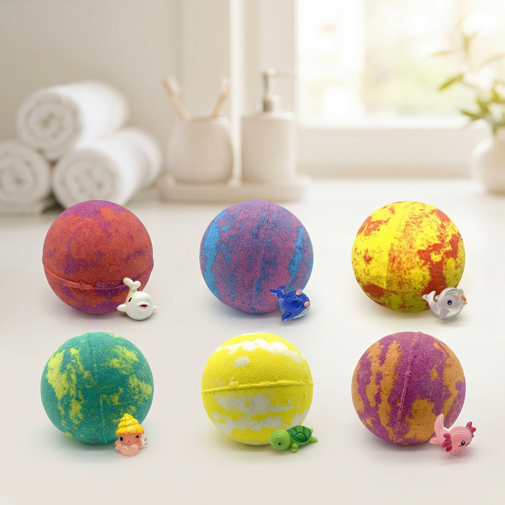 Magical Fizzy Bath Bombs for Kids - Giant Bubble Balls with Surprise Toys & Soothing Scents