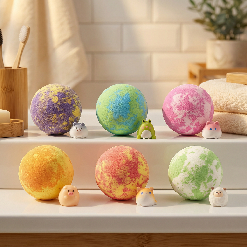 Magical Fizzy Bath Bombs for Kids - Giant Bubble Balls with Surprise Toys & Soothing Scents